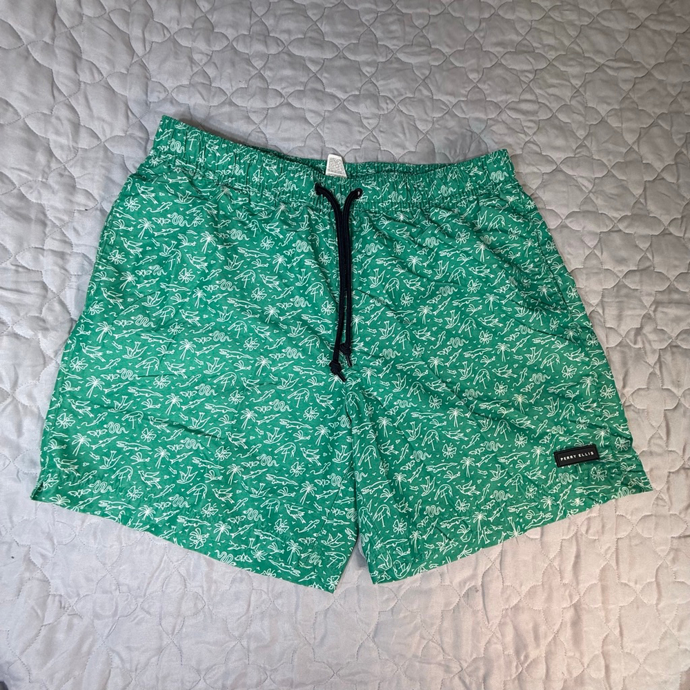 Perry Ellis Green Beach Print Swim Suit Size Large